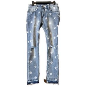 Lexxury Women’s Distressed Star Print Skinny Cropped Jeans Size EU 38/US 6 NWT